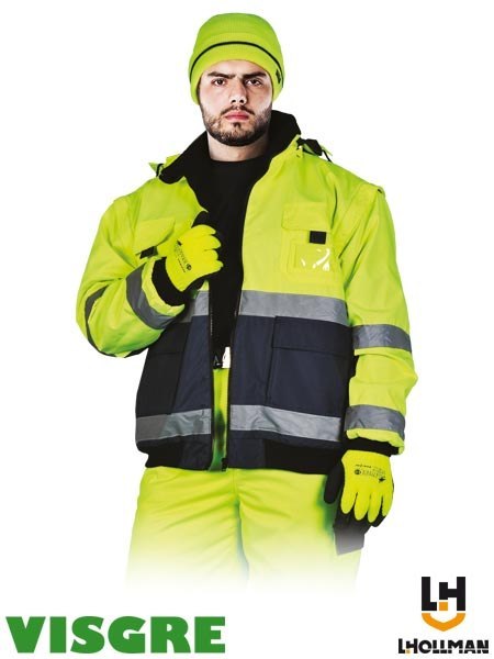 Kurtka zimowa odblaskowa do pasa 2w1 ocieplana VIBER