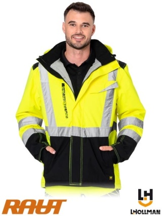 Kurtka zimowa ocieplana odblaskowa żółta RAUT elastystyczna